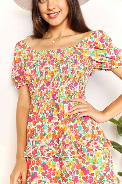 Sweetheart Neck Flounce Sleeve Mini Dress